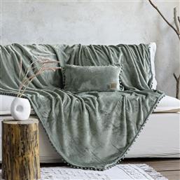 ΔΙΑΚΟΣΜΗΤΙΚΟ ΡΙΧΤΑΡΙ FLEECE/ΚΟΥΒΕΡΤΑ ΚΑΝΑΠΕ (130X180) MACIA SAGE GREEN NIMA