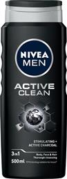 MEN SHOWER GEL ACTIVE CLEAN STIMULATING & ACTIVE CHARCOAL ΑΝΔΡΙΚΟ ΑΦΡΟΛΟΥΤΡΟ ΓΙΑ ΣΩΜΑ, ΠΡΟΣΩΠΟ & ΜΑΛΛΙΑ ΜΕ ΕΝΕΡΓΟ ΑΝΘΡΑΚΑ 500ML NIVEA από το PHARM24