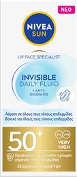 SUN FACE INVISIBLE DAILY FLUID SPF50+ ΑΝΤΗΛΙΑΚΟ ΠΡΟΣΩΠΟΥ ΠΟΛΥ ΥΨΗΛΗΣ ΠΡΟΣΤΑΣΙΑΣ ΜΕ ΕΞΑΙΡΕΤΙΚΑ ΕΛΑΦΡΙΑ ΣΥΝΘΕΣΗ 50ML NIVEA