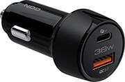 E-CAR AC38 UNIVERSAL CAR CHARGER USB-A QC3.0 & USB-C PD3.0 38W BLACK NOD από το e-SHOP