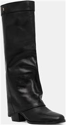 ΔΕΡΜΑΤΙΝΕΣ ΜΠΟΤΕΣ WEATHER BLACK LEATHER ΓΥΝΑΙΚΕΙΕΣ, ΧΡΩΜΑ: ΜΑΥΡΟ, WEATHER BLACK LEATHER NOKWOL