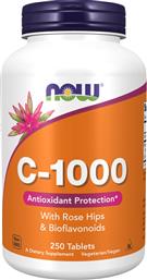 FOODS VITAMIN C-1000 WITH ROSE HIPS & BIOFLAVONOIDS ΣΥΜΠΛΗΡΩΜΑ ΔΙΑΤΡΟΦΗΣ ΜΕ ΒΙΤΑΜΙΝΗΣ C, ΣΚΟΝΗ ΑΓΡΙΟΤΡΙΑΝΤΑΦΥΛΛΙΑΣ & ΣΥΜΠΛΕΓΜΑ ΑΠΟ ΒΙΟΦΛΑΒΟΝΟΕΙΔΗ ΕΣΠΕΡΙΔΟΕΙΔΩΝ ΓΙΑ ΕΝΙΣΧΥΣΗ ΤΟΥ ΑΝΟΣΟΠΟΙΗΤΙΚΟΥ & ΟΛΟΚΛΗΡΩΜΕΝΗ ΑΝΤΙΟΞΕΙΔΩΤΙΚΗ ΠΡΟΣΤΑΣΙΑ 250TABS NOW