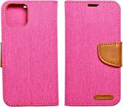 CANVAS BOOK CASE FOR IPHONE 15 PINK OEM από το e-SHOP