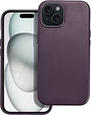 LEATHER MAG COVER FOR IPHONE 15 DARK VIOLET OEM