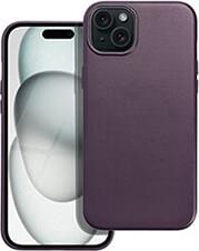 LEATHER MAG COVER FOR IPHONE 15 PLUS DARK VIOLET OEM