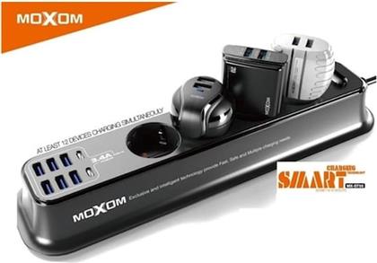 ΠΟΛΥΠΡΙΖΟ MOXOM MX-ST05 4 ΘΕΣΕΩΝ 6X USB, USB-C 2M - ΜΑΥΡΟ OEM