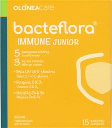 BACTEFLORA IMMUNE JUNIOR ΣΥΜΠΛΗΡΩΜΑ ΔΙΑΤΡΟΦΗΣ ΠΡΟΒΙΟΤΙΚΩΝ, ΒΙΤΑΜΙΝΩΝ & ΜΕΤΑΛΛΩΝ ΓΙΑ ΤΗΝ ΕΝΙΣΧΥΣΗ ΤΟΥ ΑΝΟΣΟΠΟΙΗΤΙΚΟΥ ΣΕ ΠΑΙΔΙΑ ΑΝΩ ΤΩΝ 4 ΕΤΩΝ 15CAPS OLONEA