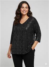 ΜΠΛΟΥΖΑ ΜΕΤΑΛΙΖΕ 3/4 PLUS SIZE - ΜΑΥΡΟ ONLY