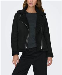 JACKET AVIATOR ΑΠΟ ΜΑΛΑΚΟ SUEDE - ΜΑΥΡΟ ONLY