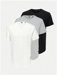 ΣΕΤ 3 T-SHIRTS MATT 22013782 ΕΓΧΡΩΜΟ REGULAR FIT ONLY & SONS