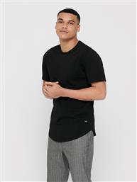 T-SHIRT MATT 22002973 ΜΑΥΡΟ REGULAR FIT ONLY & SONS