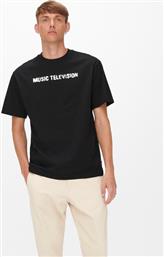 T-SHIRT MTV 22022779 ΜΑΥΡΟ RELAXED FIT ONLY & SONS από το MODIVO