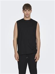 TANK TOP FRED 22025300 ΜΑΥΡΟ RELAXED FIT ONLY & SONS