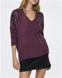 ONLSTARRY LS SEQUIN BOXY V-NECK KNT ONLY