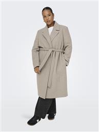 ΠΑΛΤΟ ΜΕ ΖΩΝΗ PLUS SIZE - ΜΠΕΖ ONLY
