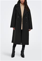 ΠΑΛΤΟ OVERSIZED ΜΕ ΣΤΑΥΡΩΤΟ ΚΟΥΜΠΩΜΑ - ΜΑΥΡΟ ONLY