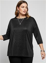 PLUS SIZE ΜΠΛΟΥΖΑ ΜΕ ΓΚΛΙΤΕΡ ΟΨΗ - ΑΣΗΜΙ ONLY