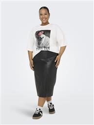 PLUS SIZE ΔΕΡΜΑΤΙΝΗ ΦΟΥΣΤΑ ΜΕ ΣΚΙΣΙΜΟ - ΜΑΥΡΟ ONLY