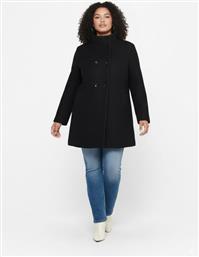 PLUS SIZE ΠΑΛΤΟ ΜΕ ΟΡΘΙΟ ΓΙΑΚΑ ΚΑΙ ΚΟΥΜΠΙΑ - ΜΑΥΡΟ ONLY