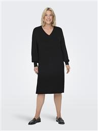 PLUS SIZE ΠΛΕΚΤΟ ΦΟΡΕΜΑ ΜΕ V ΛΑΙΜΟΚΟΨΗ - ΜΑΥΡΟ ONLY