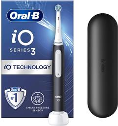 IO SERIES 3 MICRO VIBRATION ELECTRIC TOOTHBRUSH MATT BLACK ΗΛΕΚΤΡΙΚΗ ΟΔΟΝΤΟΒΟΥΡΤΣΑ ΜΕ 3 ΠΡΟΓΡΑΜΜΑΤΑ ΚΑΘΑΡΙΣΜΟΥ, ΜΙΚΡΟΔΟΝΗΣΕΙΣ & ΑΙΣΘΗΤΗΡΑ ΠΙΕΣΗΣ ΣΕ ΜΑΥΡΟ ΜΑΤ ΧΡΩΜΑ ΜΕ ΘΗΚΗ ΤΑΞΙΔΙΟΥ 1 ΤΕΜΑΧΙΟ ORAL B
