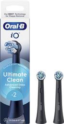 IO ULTIMATE CLEAN BRUSH HEADS ΑΝΤΑΛΛΑΚΤΙΚΕΣ ΚΕΦΑΛΕΣ ΒΟΥΡΤΣΙΣΜΑΤΟΣ ΓΙΑ ΒΑΘΥ & ΕΠΑΓΓΕΛΜΑΤΙΚΟ ΚΑΘΑΡΙΣΜΟ ΤΩΝ ΔΟΝΤΙΩΝ ΣΕ ΜΑΥΡΟ ΧΡΩΜΑ 2 ΤΕΜΑΧΙΑ - BLACK ORAL B