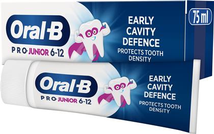 PRO JUNIOR 6-12 YEARS TOOTHPASTE ΠΑΙΔΙΚΗ ΟΔΟΝΤΟΚΡΕΜΑ ΜΕ ΚΑΤΑΛΛΗΛΗ ΠΕΡΙΕΚΤΙΚΟΤΗΤΑ ΣΕ ΦΘΟΡΙΟ & ΑΠΑΛΗ ΓΕΥΣΗ ΜΕΝΤΑΣ 75ML ORAL B