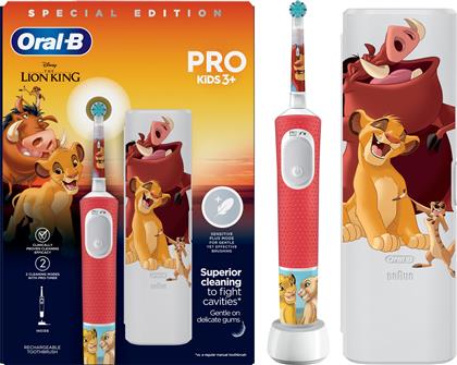 PROMO THE LION KING VITALITY PRO KIDS ELECTRIC TOOTHBRUSH 3+ YEARS ΑΣΠΡΟ - ΚΟΚΚΙΝΟ 1 ΤΕΜΑΧΙΟ & ΘΗΚΗ ΜΕΤΑΦΟΡΑΣ 1 ΤΕΜΑΧΙΟ ORAL B