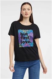ΓΥΝΑΙΚΕΙΟ T-SHIRT ΜΕ GRAPHIC PRINT ΜΠΡΟΣΤΑ - 116019 -X66-6666 ΜΑΥΡΟ ORSAY