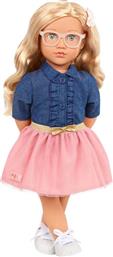 ΚΟΥΚΛΑ EMILY WITH FRILLY DENIM SHIRT & PINK SKIRT (BD31475Z) OUR GENERATION από το MOUSTAKAS