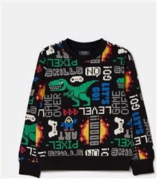 OVS ΠΑΙΔΙΚΗ ΜΠΛΟΥΖΑ ΦΟΥΤΕΡ ΜΕ GAMING DINOSAUR PRINT REGULAR FIT - 002092428 ΜΑΥΡΟ OVS KIDS