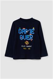 OVS ΠΑΙΔΙΚΗ ΜΠΛΟΥΖΑ ΜΕ GAMING MOTIF LETTERING PRINT REGULAR FIT - 002092407 ΜΠΛΕ ΣΚΟΥΡΟ OVS KIDS