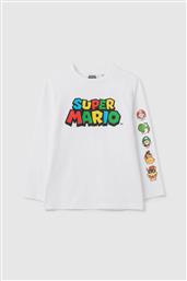 OVS ΠΑΙΔΙΚΗ ΜΑΚΡΥΜΑΝΙΚΗ ΜΠΛΟΥΖΑ ΜΕ SUPER MARIO PRINT REGULAR FIT - 002397579 ΛΕΥΚΟ OVS KIDS