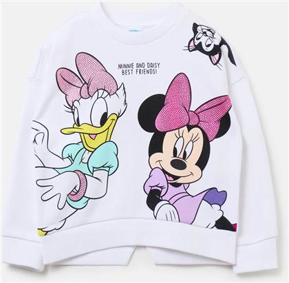 OVS ΠΑΙΔΙΚΟ ΦΟΥΤΕΡ ΜΕ PRINTS ΜΕ ΣΤΡΑΣ ''MINNIE MOUSE AND DAISY DUCK'', LETTERING ΚΑΙ RIBBED ΤΕΛΕΙΩΜΑ - 002074041 ΛΕΥΚΟ OVS KIDS