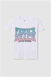 OVS ΠΑΙΔΙΚΟ T-SHIRT ΜΟΝΟΧΡΩΜΟ ΜΕ LETTERING PRINT REGULAR FIT - 002267252 ΛΕΥΚΟ OVS KIDS
