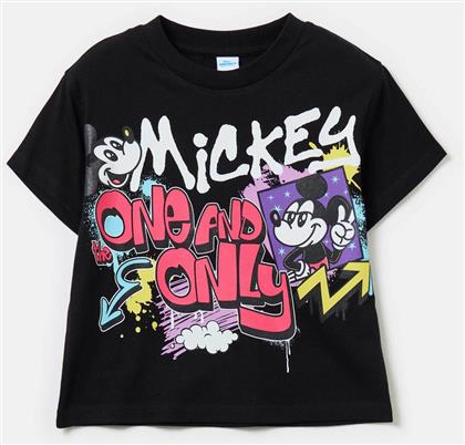 OVS ΠΑΙΔΙΚΟ ΒΑΜΒΑΚΕΡΟ T-SHIRT ΜΕ ΣΧΕΔΙΟ ''MICKEY MOUSE'' ΚΑΙ GRAFFITI - 002071648 ΜΑΥΡΟ OVS KIDS