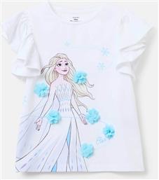 OVS ΠΑΙΔΙΚΟ ΒΑΜΒΑΚΕΡΟ T-SHIRT ΜΟΝΟΧΡΩΜΟ ΜΕ ELSA PRINT ΚΑΙ ΒΟΛΑΝ - 002074036 ΛΕΥΚΟ OVS KIDS