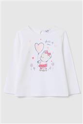 OVS ΒΡΕΦΙΚΗ ΜΑΚΡΥΜΑΝΙΚΗ ΜΠΛΟΥΖΑ ΜΕ FULL OF LOVE PRINT REGULAR FIT - 002444950 ΛΕΥΚΟ OVS KIDS