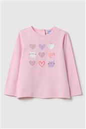 OVS ΒΡΕΦΙΚΗ ΜΑΚΡΥΜΑΝΙΚΗ ΜΠΛΟΥΖΑ ΜΕ HEARTS & KITTENS PRINT REGULAR FIT - 002444649 ΡΟΖ OVS KIDS