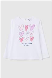 OVS ΒΡΕΦΙΚΗ ΜΑΚΡΥΜΑΝΙΚΗ ΜΠΛΟΥΖΑ ΜΕ HEARTS PRINT REGULAR FIT - 002444968 ΛΕΥΚΟ OVS KIDS