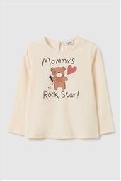 OVS ΒΡΕΦΙΚΗ ΜΑΚΡΥΜΑΝΙΚΗ ΜΠΛΟΥΖΑ ΜΕ ΣΧΕΔΙΟ ''MOMMY'S ROCK STAR'' REGULAR FIT - 002459845 ΚΡΕΜ OVS KIDS