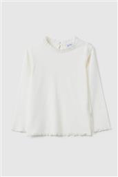 OVS ΒΡΕΦΙΚΗ ΜΑΚΡΥΜΑΝΙΚΗ ΜΠΛΟΥΖΑ ΜΟΝΟΧΡΩΜΗ RIBBED REGULAR FIT - 002459850 ΛΕΥΚΟ OVS KIDS