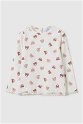 OVS ΒΡΕΦΙΚΗ ΜΑΚΡΥΜΑΝΙΚΗ ΜΠΛΟΥΖΑ RIBBED ΜΕ LITTLE BEAR PRINT REGULAR FIT - 002459875 ΛΕΥΚΟ OVS KIDS