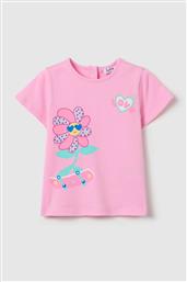 OVS ΒΡΕΦΙΚΟ T-SHIRT ΜΕ DIAMANTES ΚΑΙ SKATER FLOWER PRINT - 002199586 ΡΟΖ OVS KIDS