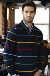 ΑΝΔΡΙΚΗ ΜΠΛΟΥΖΑ ΠΟΛΟ ΜΕ ΠΟΛΥΧΡΩΜΟ ΡΙΓΕ ΣΧΕΔΙΟ ΚΑΙ ΚΕΝΤΗΜΕΝΟ ΛΟΓΟΤΥΠΟ REGULAR FIT - P232-PS50.02 ΜΠΛΕ ΣΚΟΥΡΟ OXFORD COMPANY