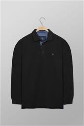 ΑΝΔΡΙΚΗ ΜΠΛΟΥΖΑ ΠΟΛΟ ΠΙΚΕ ΜΟΝΟΧΡΩΜΗ ΜΕ CONTRAST ΛΟΓΟΤΥΠΟ REGULAR FIT - P617-PY50.18 ΜΑΥΡΟ OXFORD COMPANY