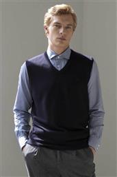 ΑΝΔΡΙΚΗ ΜΑΛΛΙΝΗ ΑΜΑΝΙΚΗ ΜΠΛΟΥΖΑ ΜΟΝΟΧΡΩΜΗ ΜΕ V ΚΑΙ ΚΕΝΤΗΜΕΝΟ ΛΟΓΟΤΥΠΟ REGULAR FIT - X507-VU40.01 ΜΠΛΕ ΣΚΟΥΡΟ OXFORD COMPANY