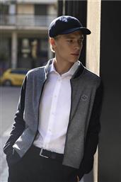 ΑΝΔΡΙΚΗ ΖΑΚΕΤΑ ΦΟΥΤΕΡ ΜΕ ΔΙΧΡΩΜΙΑ ΚΑΙ LOGO PATCH REGULAR FIT - F215-JU60.01 ΜΠΛΕ ΣΚΟΥΡΟ OXFORD COMPANY