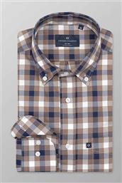 ΑΝΔΡΙΚΟ ΠΟΥΚΑΜΙΣΟ BUTTON DOWN ΜΕ ΚΑΡΟ ΣΧΕΔΙΟ REGULAR FIT ''SPORT'' - T131-BY11.01 ΚΑΦΕ ΑΝΟΙΧΤΟ OXFORD COMPANY