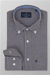 ΑΝΔΡΙΚΟ ΠΟΥΚΑΜΙΣΟ BUTTON DOWN ΜΕ ΨΙΛΟ ΚΑΡΟ ΣΧΕΔΙΟ REGULAR FIT ''SPORT'' - M132-BY10.04 ΚΑΦΕ ΣΚΟΥΡΟ OXFORD COMPANY